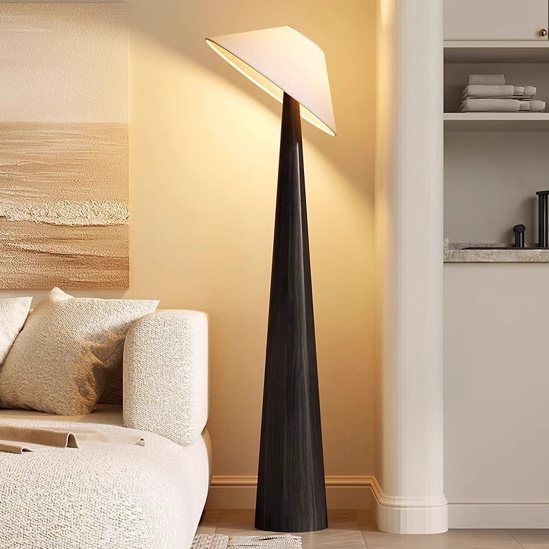 Traditional Vintage Cone Fabric Iron 1-Light Standing Floor Lamp For Living Room