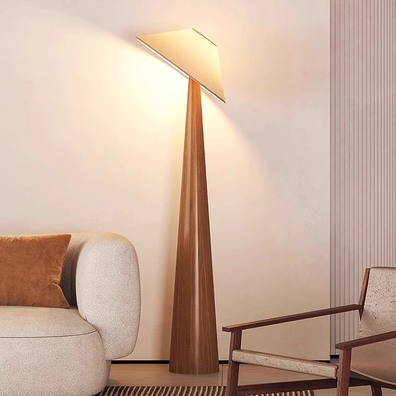 Traditional Vintage Cone Fabric Iron 1-Light Standing Floor Lamp For Living Room