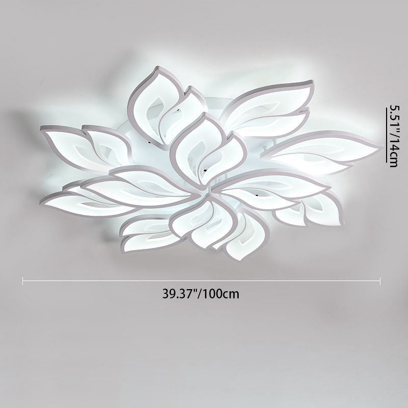 現代的な北欧風の花びら模様の鉄製アクリル製LEDセミフラッシュマウントシーリングライト(リビングルーム用)
