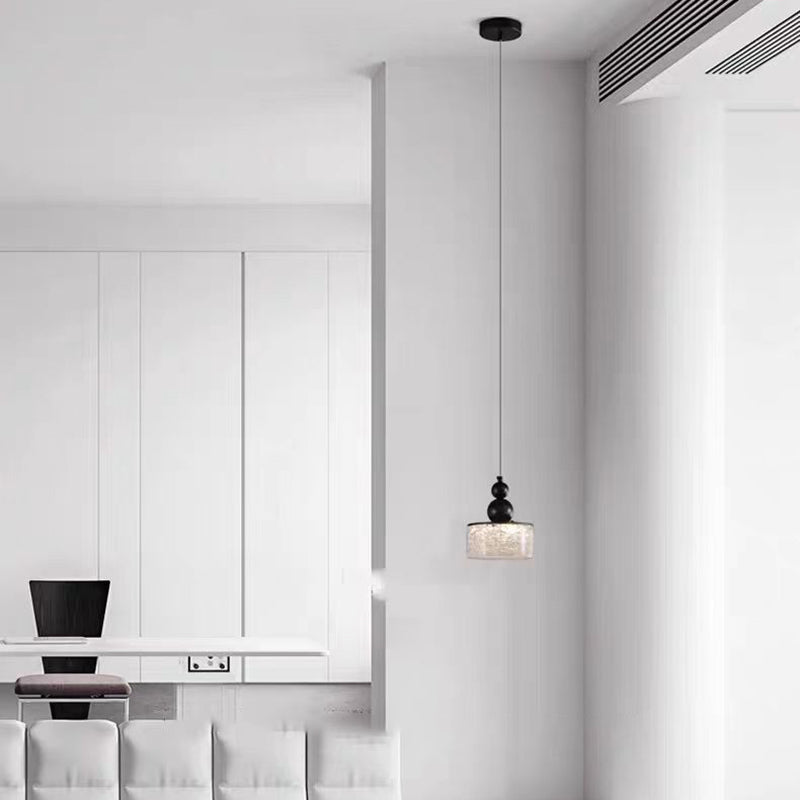 Contemporary Nordic Cylinder Stainless Steel Glass Crystal LED Pendant Light For Bedroom