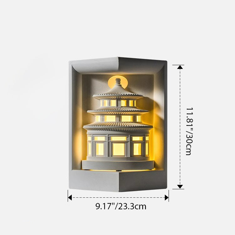 Traditional Chinese Loft Round Gypsum 1-Light Wall Sconce Lamp For Hallway