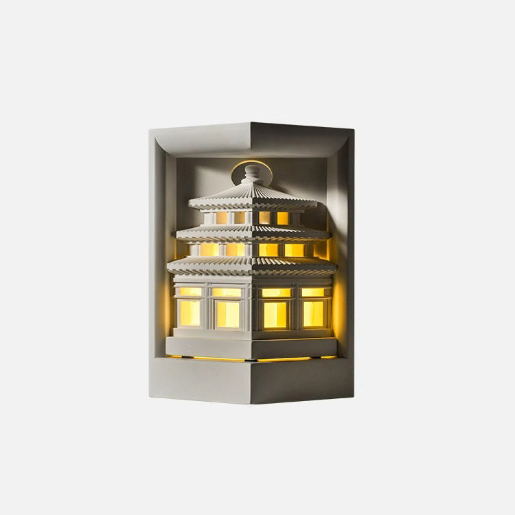 Traditional Chinese Loft Round Gypsum 1-Light Wall Sconce Lamp For Hallway