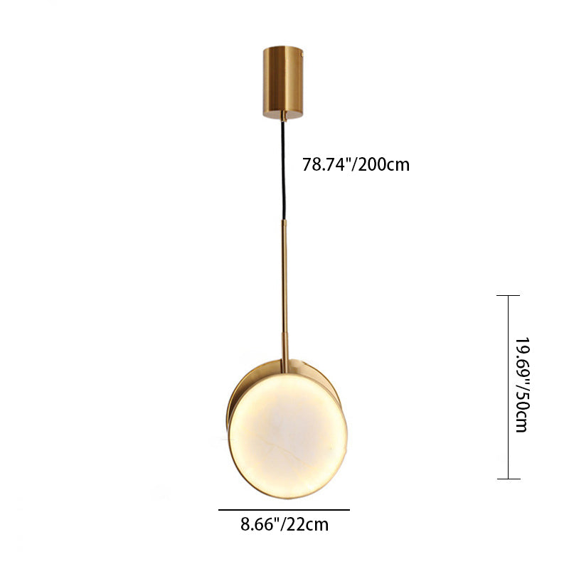 Modern Luxury Round Metal Marble LED Pendant Light For Bedroom