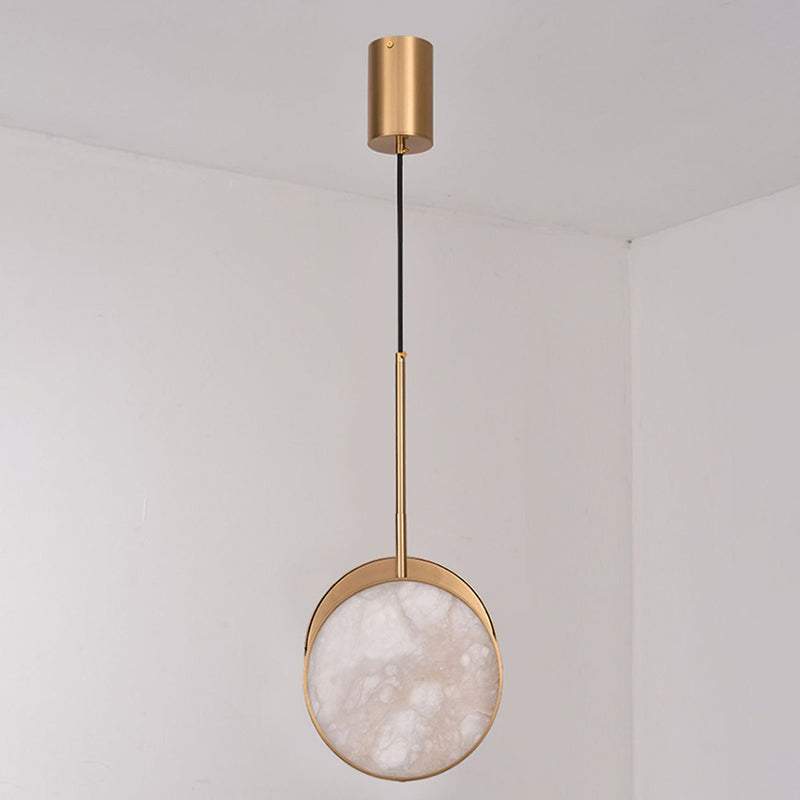 Modern Luxury Round Metal Marble LED Pendant Light For Bedroom