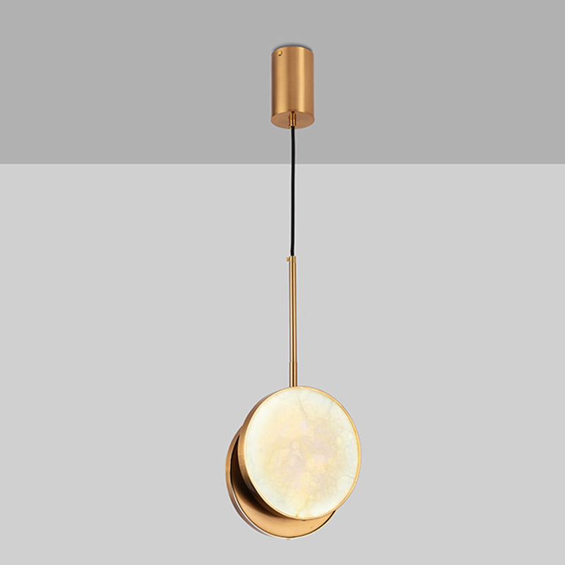 Modern Luxury Round Metal Marble LED Pendant Light For Bedroom