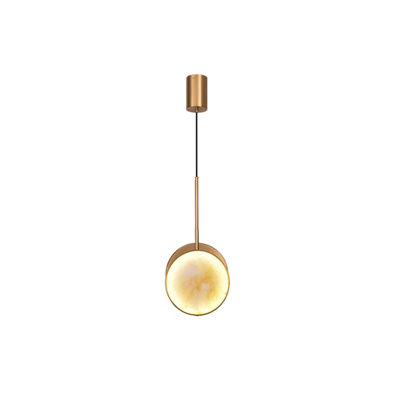 Modern Luxury Round Metal Marble LED Pendant Light For Bedroom