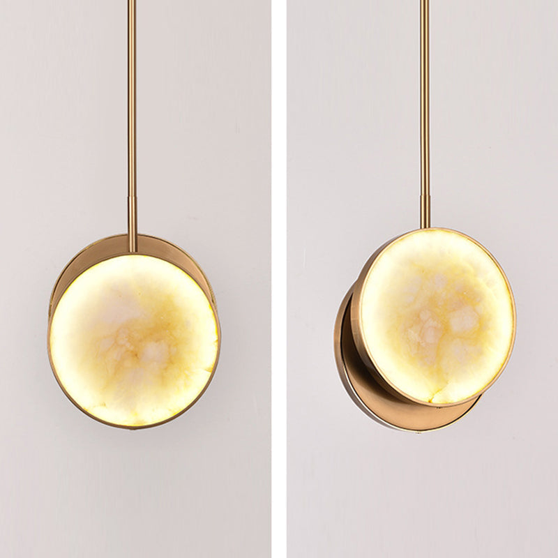 Modern Luxury Round Metal Marble LED Pendant Light For Bedroom