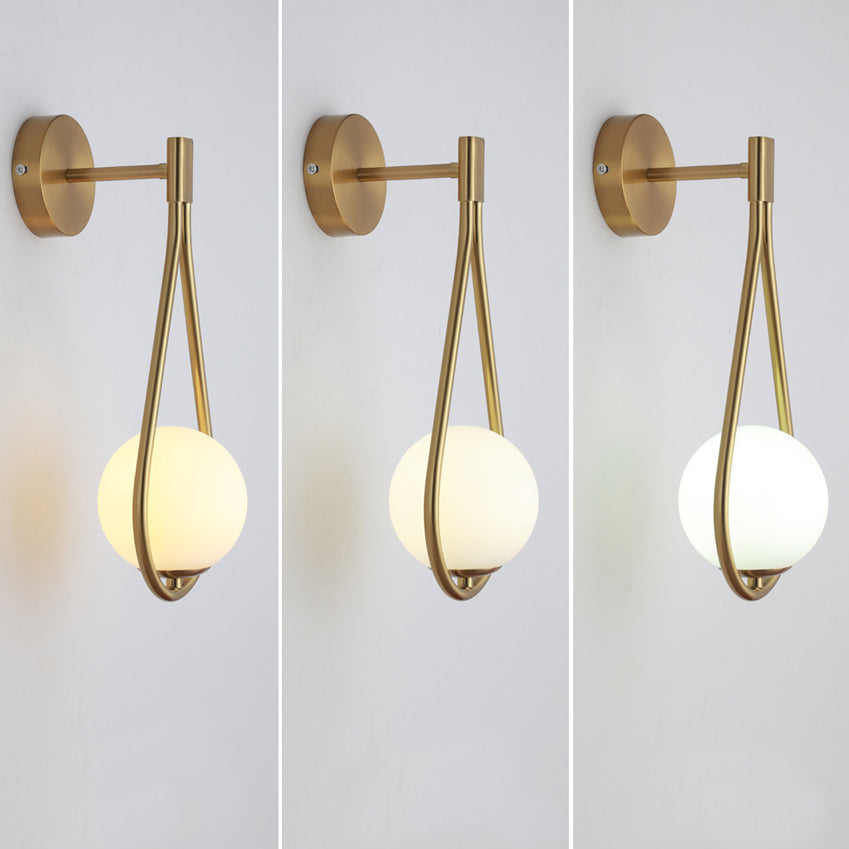 Contemporary Nordic Water Drop Iron Glass 1-Light Wall Sconce Lamp For Bedroom