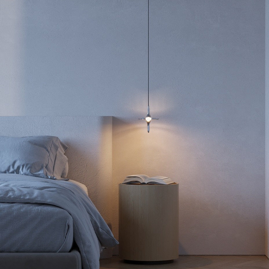 مصباح LED كريستالي معدني مخروطي بسيط عصري لغرفة النوم