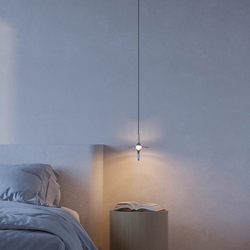 مصباح LED كريستالي معدني مخروطي بسيط عصري لغرفة النوم