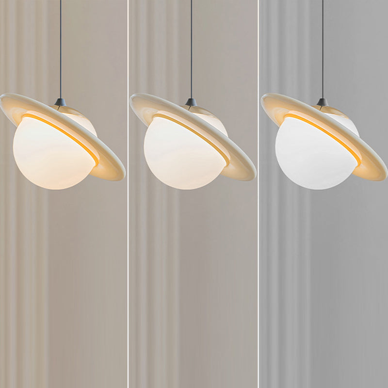 Contemporary Creative Globe Carbon Steel Resin Glass LED Pendant Light For Bedroom