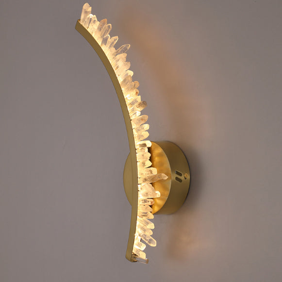 Modern Art Deco Curved Design Crystal Stainless Steel LED Wall Sconce Lamp for Living Room