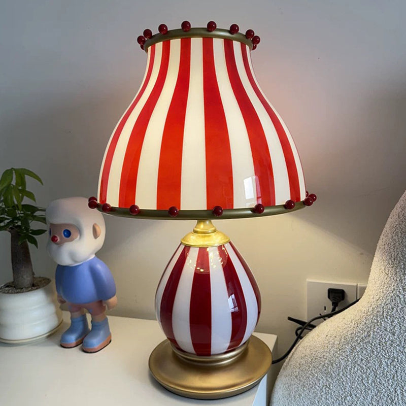 Traditional Vintage Circus Dome Resin Glass 1-Light Table Lamp For Bedroom