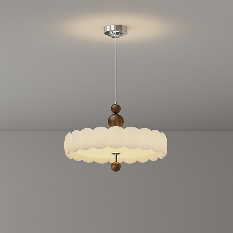Traditional French Round Iron PE LED Pendant Light For Living Room