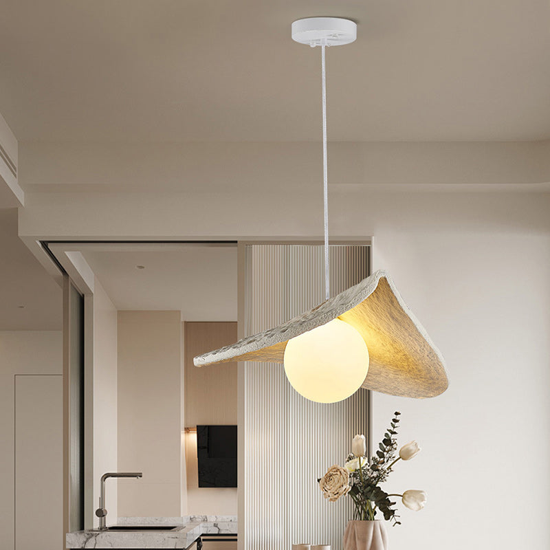 Modern Art Deco Saddle-shaped Pendant Light in Fiberglass & Resin 1-Light for Living Room