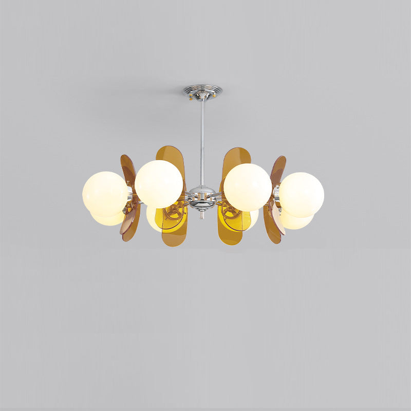 Contemporary Nordic Glass Globe Chandelier – 3/6/8 Light Iron & Acrylic Frame for Living Room