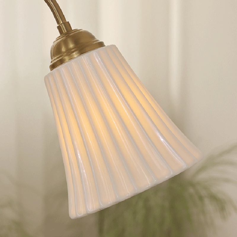 Traditional French Cone Ceramic Shade Chandelier with Brass Frame 3/5/8 Light for Living Room