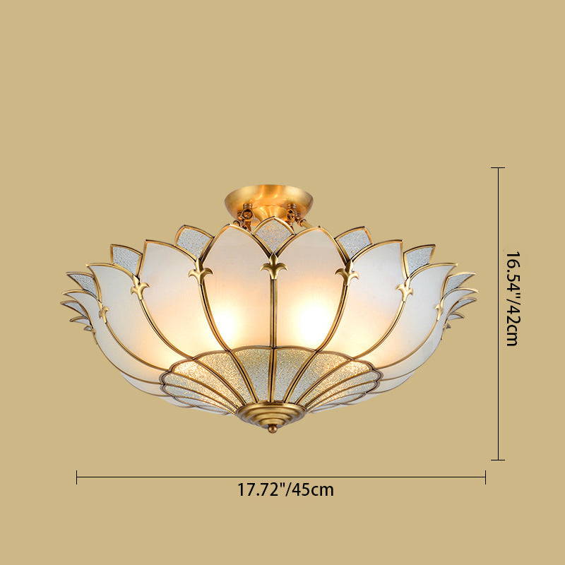 Modern Mid-Century Palace Dome Semi-Flush Mount Ceiling Light in Copper & Glass 4/6 Light for Bedroom