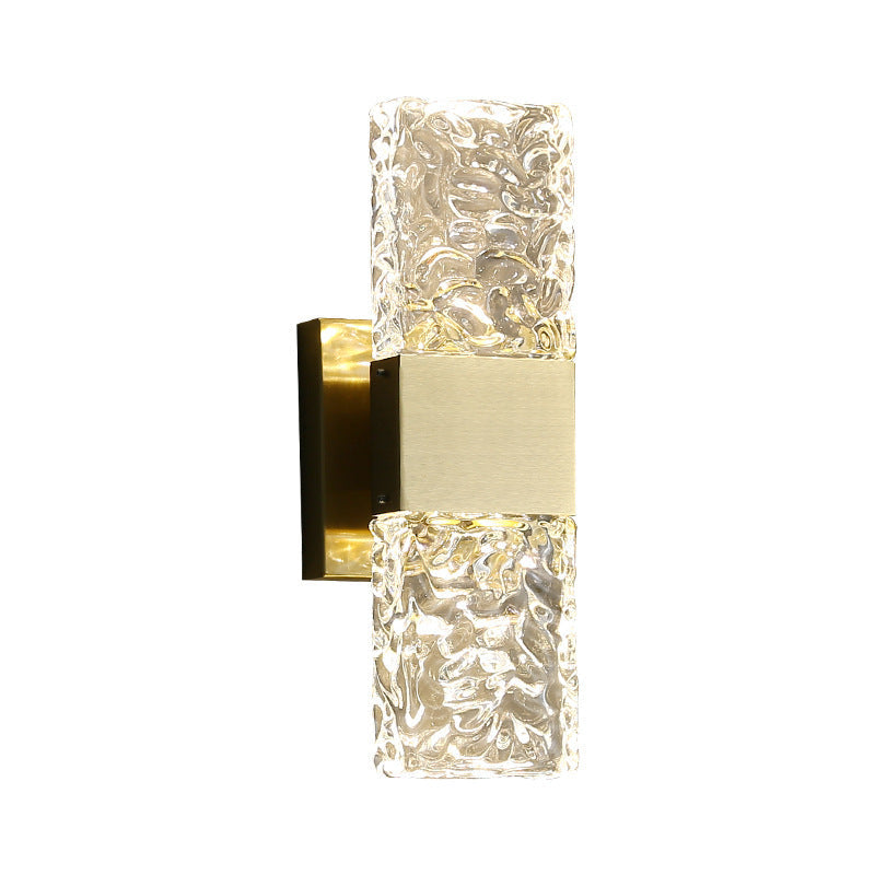 Modern Luxury Rectangular Crystal Wall Sconce Lamp with Stainless Steel Base LED for Bedroom