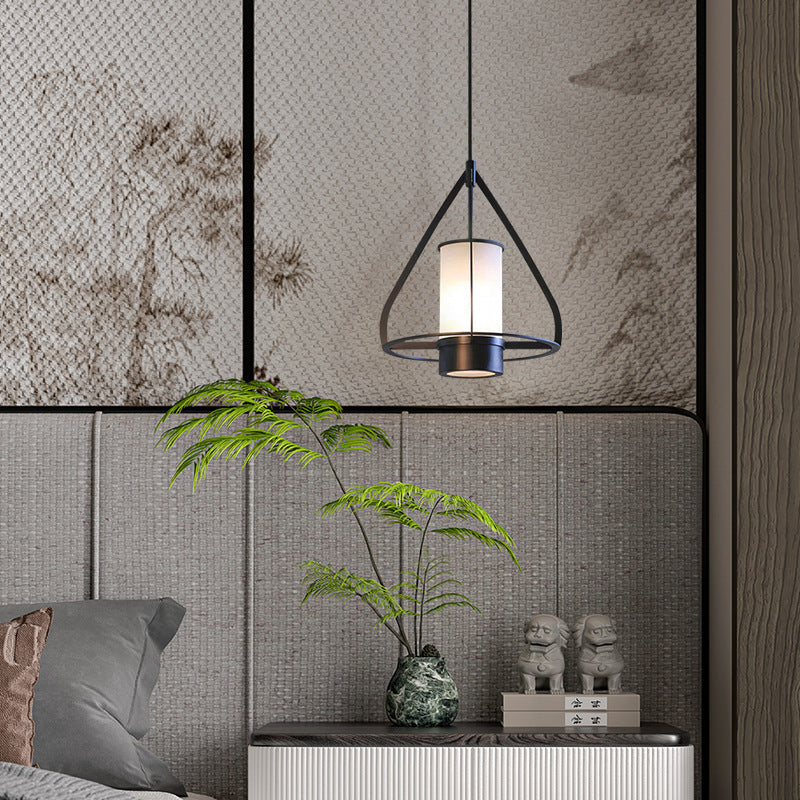 Modern Industrial Marble Pendant Light with Cone Iron Frame LED for Bedroom