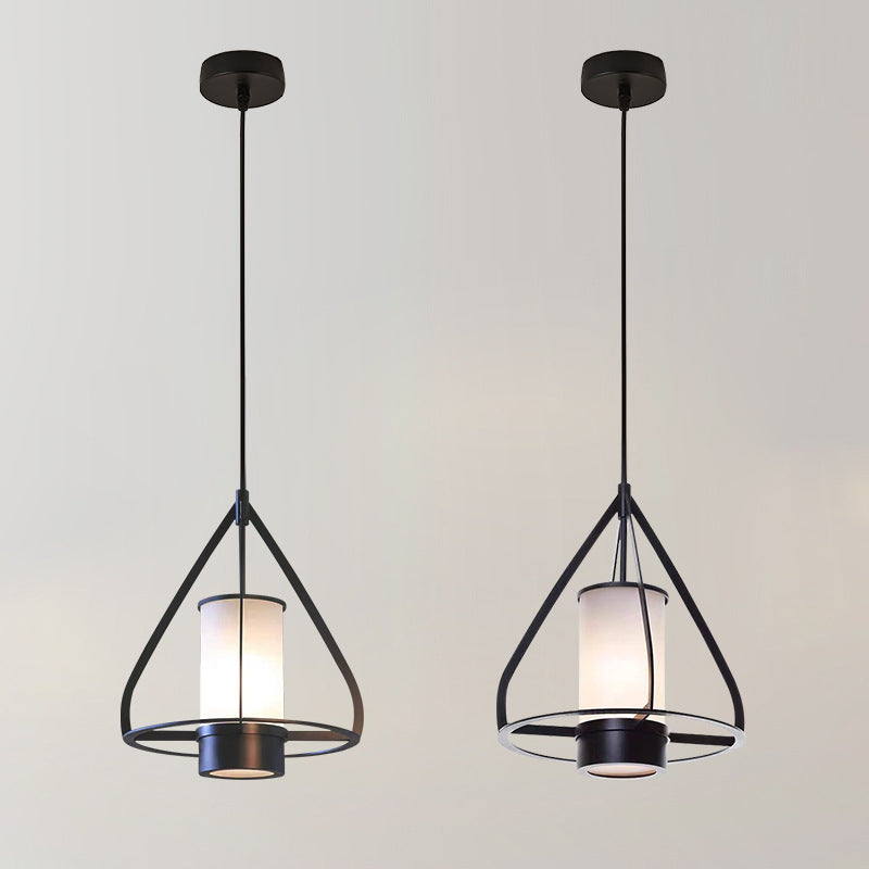 Modern Industrial Marble Pendant Light with Cone Iron Frame LED for Bedroom