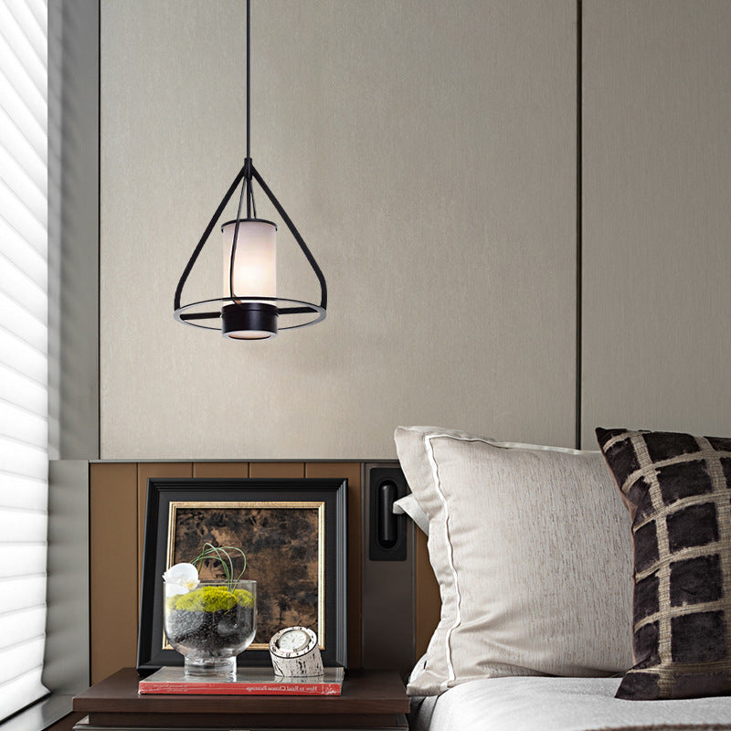 Modern Industrial Marble Pendant Light with Cone Iron Frame LED for Bedroom