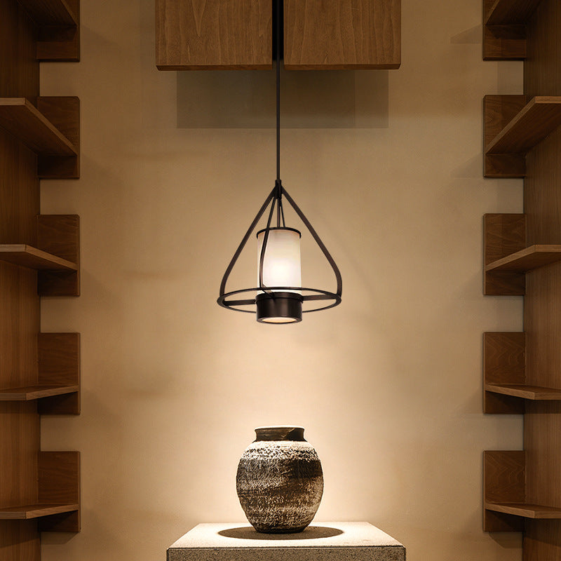 Modern Industrial Marble Pendant Light with Cone Iron Frame LED for Bedroom