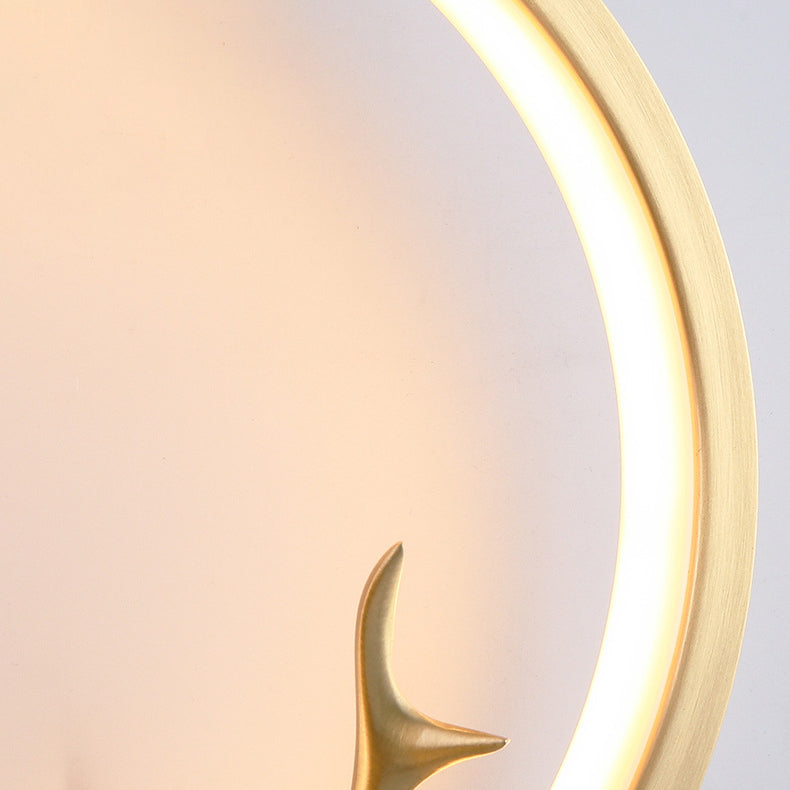 Modern Art Deco Ring Wall Sconce Lamp with Brass & Silicone Frame LED for Bedroom
