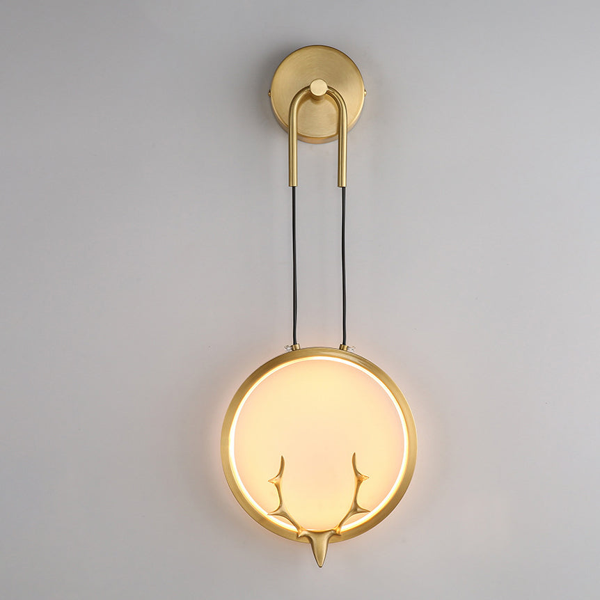 Modern Art Deco Ring Wall Sconce Lamp with Brass & Silicone Frame LED for Bedroom