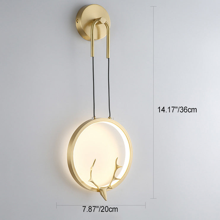 Modern Art Deco Ring Wall Sconce Lamp with Brass & Silicone Frame LED for Bedroom