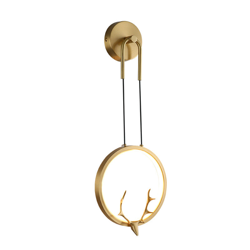 Modern Art Deco Ring Wall Sconce Lamp with Brass & Silicone Frame LED for Bedroom