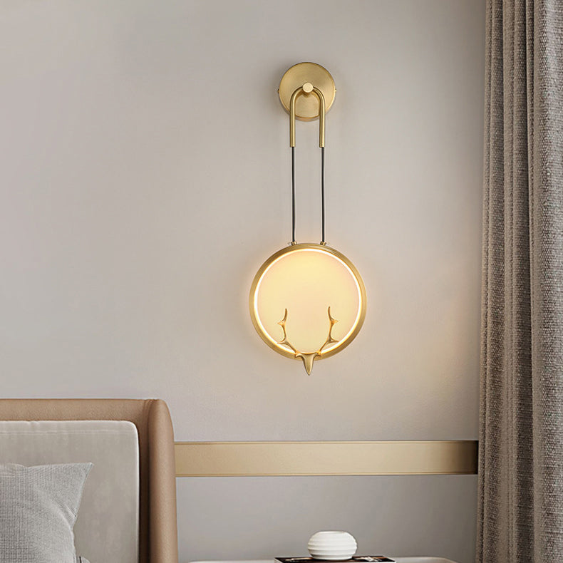 Modern Art Deco Ring Wall Sconce Lamp with Brass & Silicone Frame LED for Bedroom