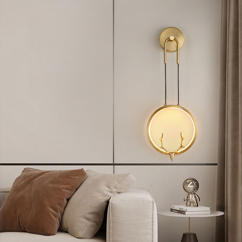 Modern Art Deco Ring Wall Sconce Lamp with Brass & Silicone Frame LED for Bedroom