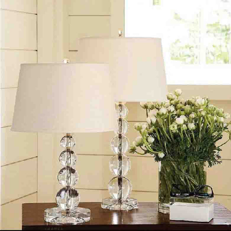 Contemporary Nordic Crystal Table Lamp with Tapered Fabric Shade LED for Bedroom