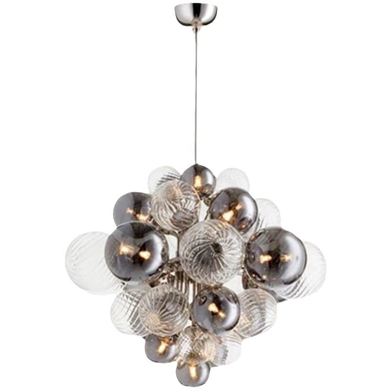 Modern Art Deco Ballon-shaped Glass Iron 19-Light Chandelier for Living Room