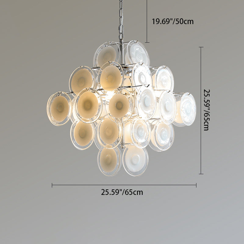 Traditional French Multiple Round Combination Glass Metal Chandelier 6-Light for Living Room