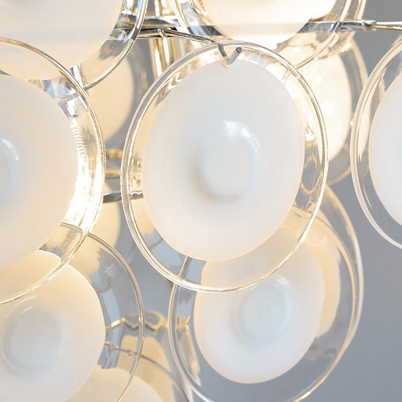 Traditional French Multiple Round Combination Glass Metal Chandelier 6-Light for Living Room
