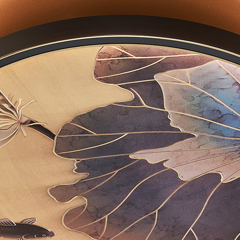 Chinese Style Semi-Flush Mount Ceiling Light – Brass & Acrylic LED with Triple-Ring Design for Bedroom