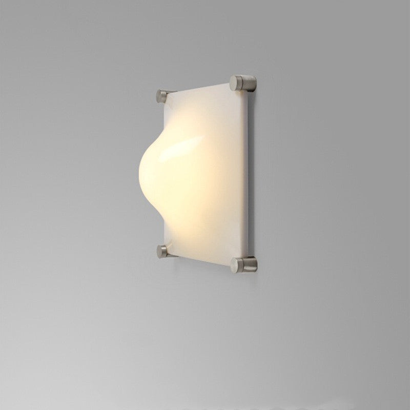 Modern LED Wall Sconce – Square Iron & Acrylic Lamp with Raised Center for Bedroom