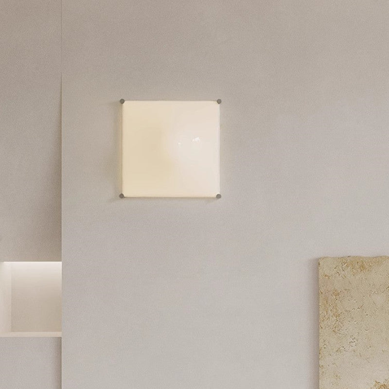 Modern LED Wall Sconce – Square Iron & Acrylic Lamp with Raised Center for Bedroom