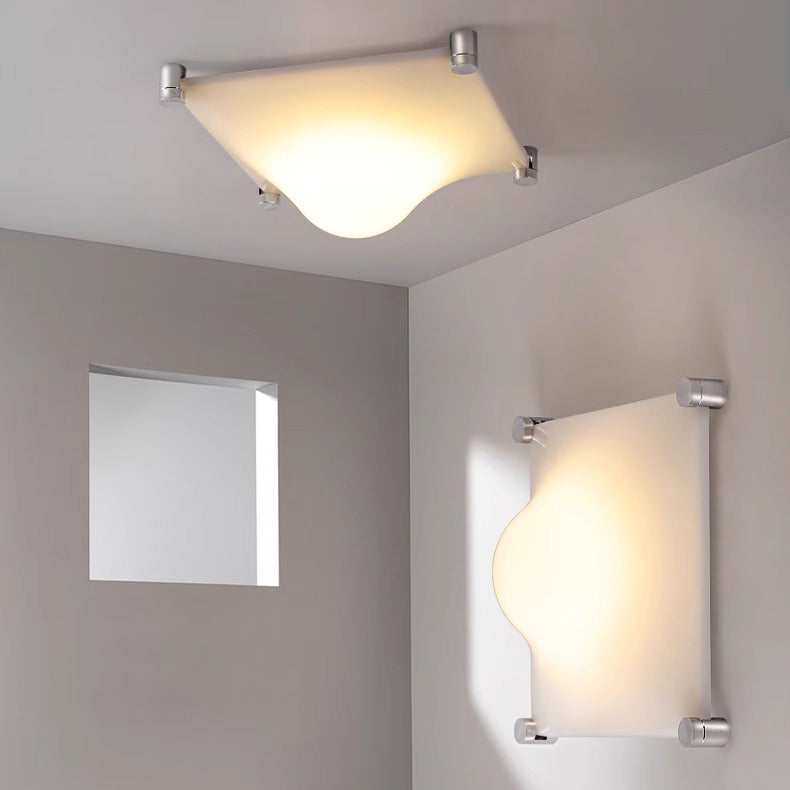 Modern LED Wall Sconce – Square Iron & Acrylic Lamp with Raised Center for Bedroom