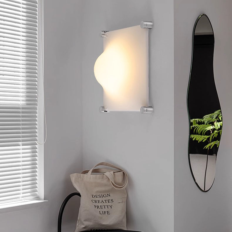 Modern LED Wall Sconce – Square Iron & Acrylic Lamp with Raised Center for Bedroom