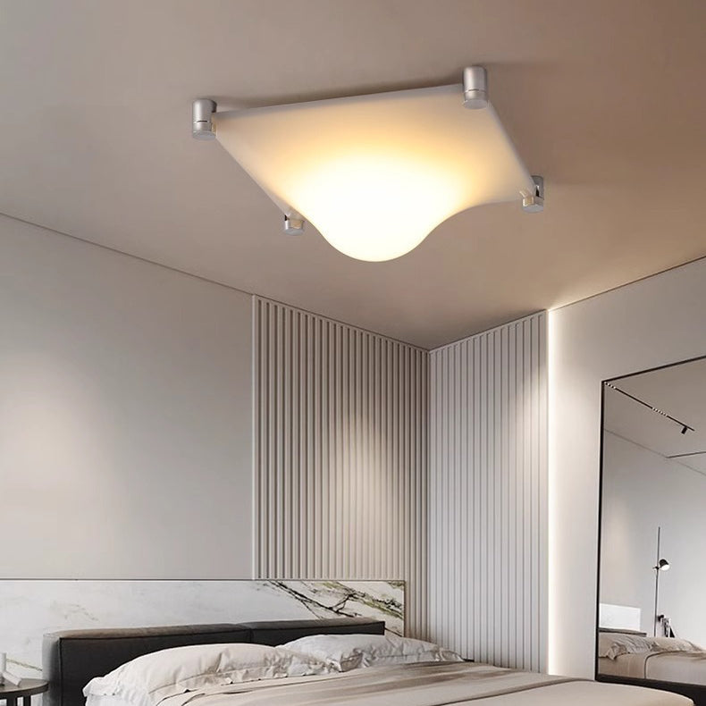 Modern LED Wall Sconce – Square Iron & Acrylic Lamp with Raised Center for Bedroom