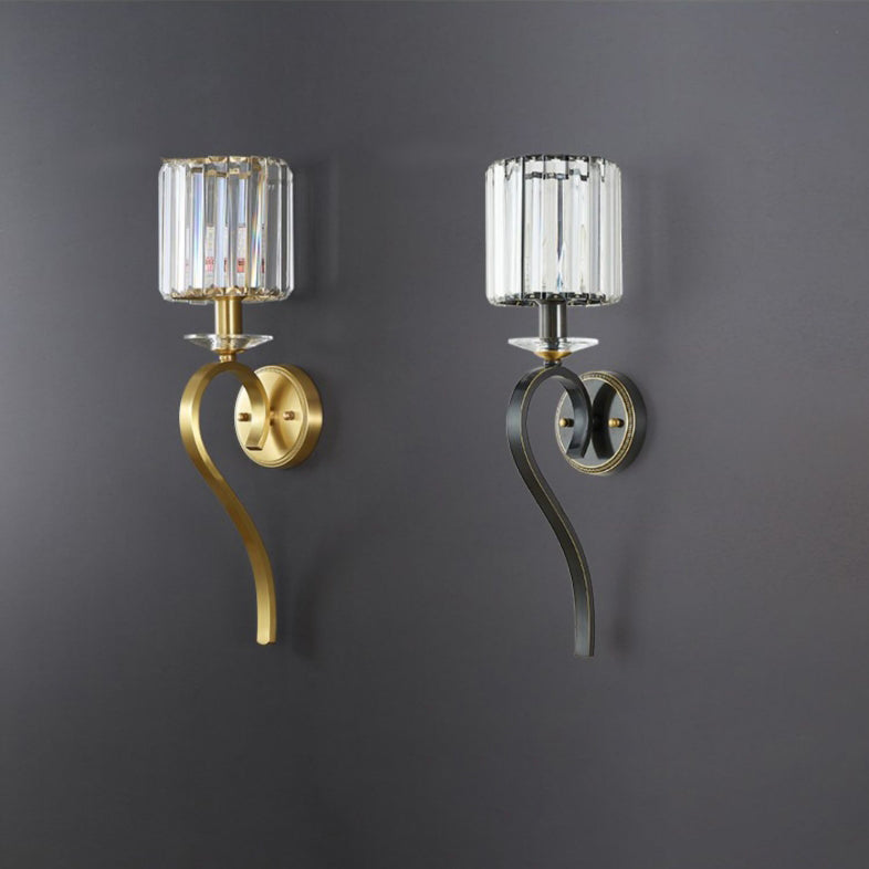 French Cylinder Wall Sconce – 1-Light Copper & Glass Lamp for Bedroom