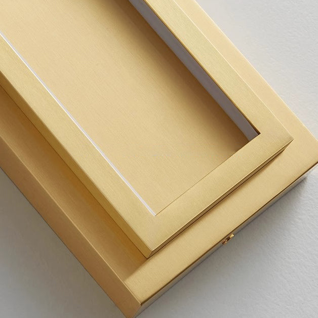 Modern Minimalist Wall Sconce – Rectangular Copper LED Lamp for Bedroom
