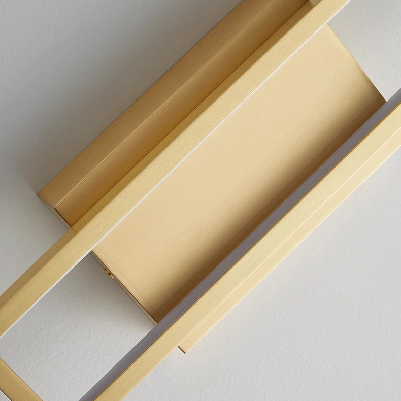 Modern Minimalist Wall Sconce – Rectangular Copper LED Lamp for Bedroom