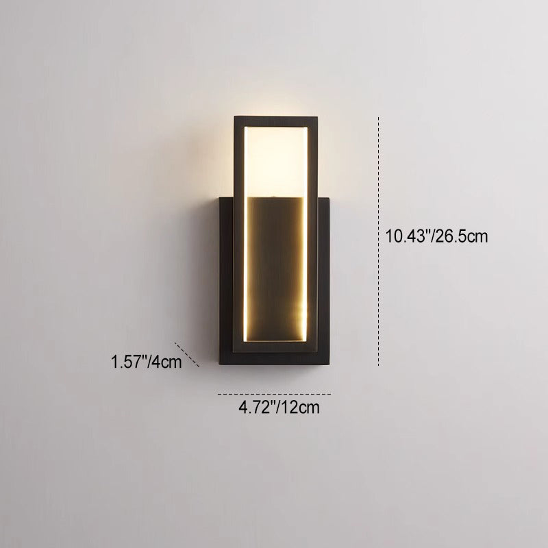 Modern Minimalist Wall Sconce – Rectangular Copper LED Lamp for Bedroom