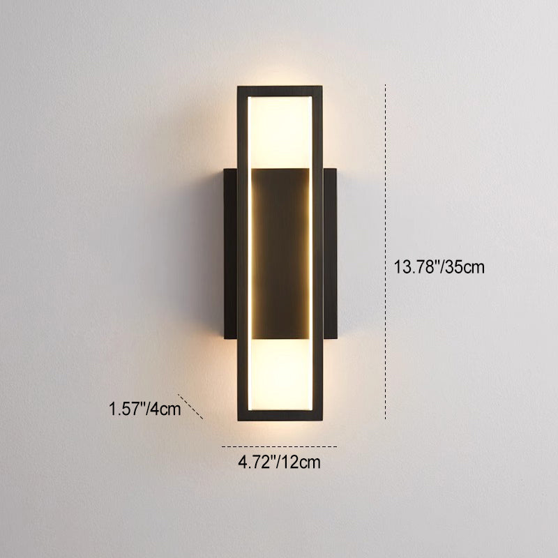 Modern Minimalist Wall Sconce – Rectangular Copper LED Lamp for Bedroom