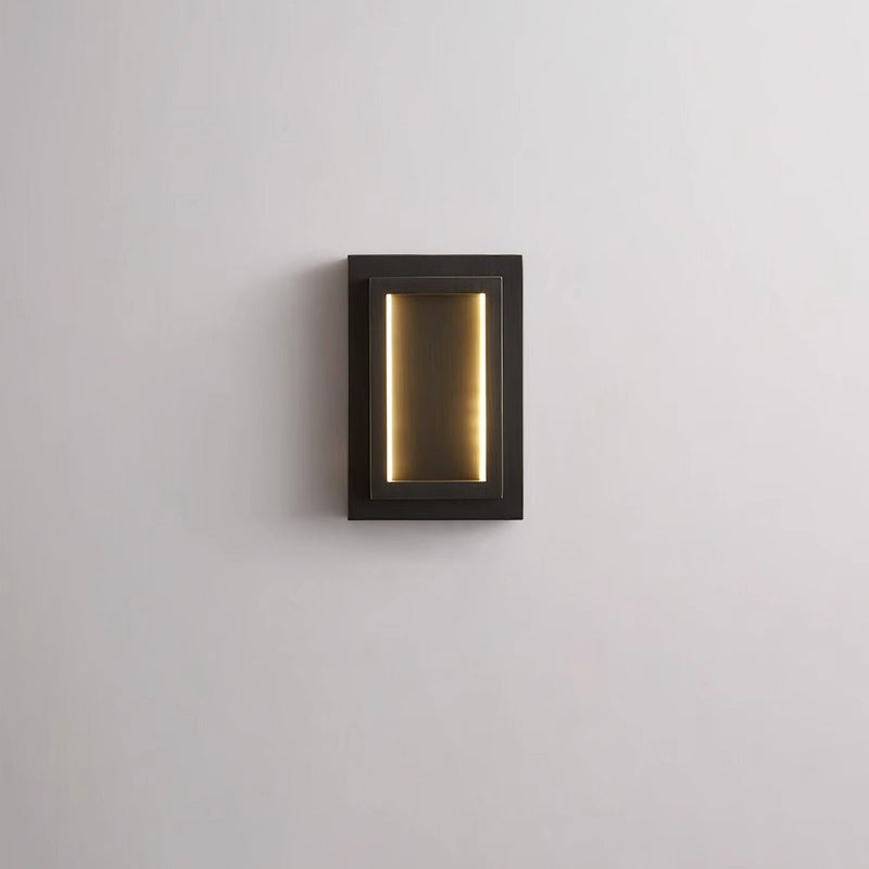 Modern Minimalist Wall Sconce – Rectangular Copper LED Lamp for Bedroom