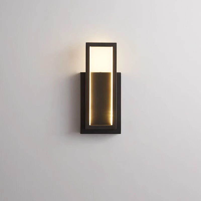 Modern Minimalist Wall Sconce – Rectangular Copper LED Lamp for Bedroom